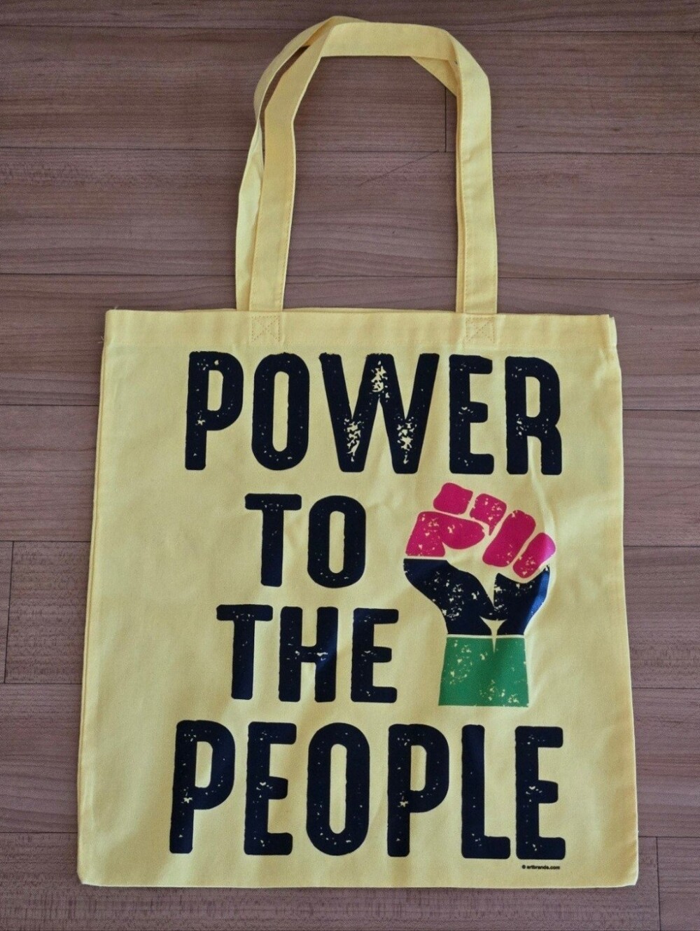 Juneteenth Power to the People Yellow Reusable Tote Bag Activist Canvas